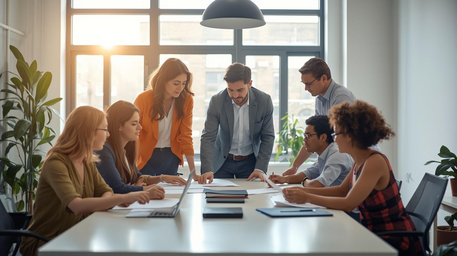 Equipo profesional reunido en una mesa de trabajo para coordinar acciones de prevención, formación y apoyo comunitario